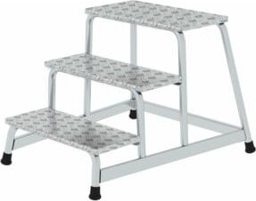 MUNK Aluminium-Arbeitspodest starr 3 Stufen, Silber, Trittfläche Breite: 55 cm, Tiefe: 30 cm - Bild 1