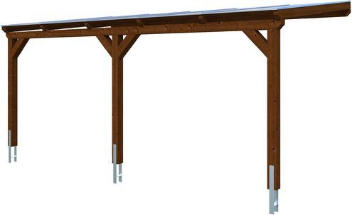 Skan Holz Carport Vogtland in Nussbaum Braun B/T: 300 x 541 cm, Höhe: 262 cm - Bild 2