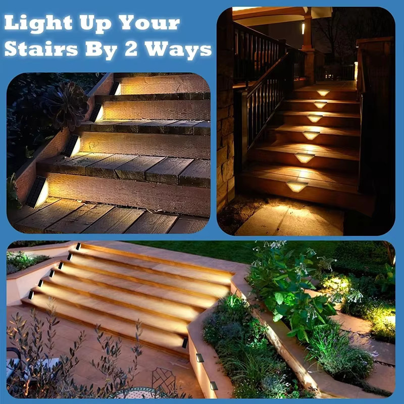 Wasserdichte Solar-Deckleuchten im Set für Zaun, Terrasse und Treppen, Schwarz, Warmweißes Licht - Bild 3