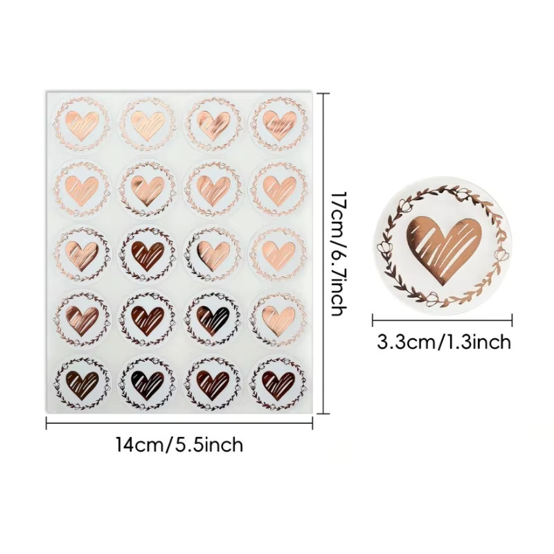100 Stück herzförmige selbstklebende Aufkleber in Gold und Transparent für Hochzeitseinladungen und Geschenkverpackungen - Bild 2