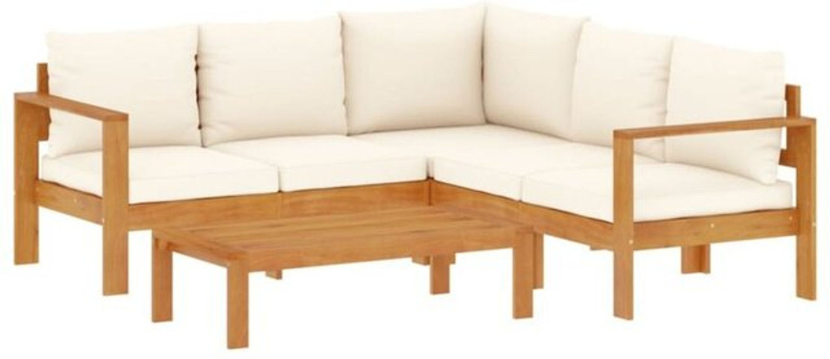 4-tlg. Garten-Sofagarnitur aus Massivholz Akazie mit Kissen in Beige von vidaxl - Bild 1