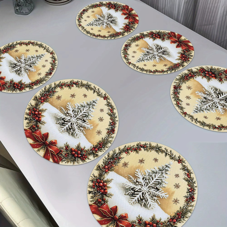 VIKAMA 6er Set Weihnachts Tischdekoration mit Tannenzapfen, roten Beeren, Schleifen und Schneeflocken in Rot und Multicolour - Bild 2
