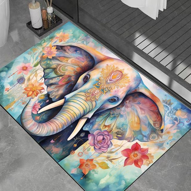 Yiran Furniture Kieselgur Fußmatte mit floralem Design, wasserabsorbierend und schmutzabweisend, B/T: 60 x 40 cm, Mehrfarbig - Bild 1