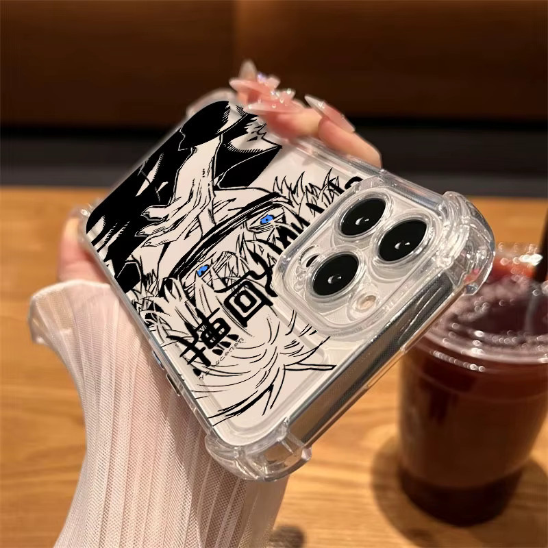 Stoßfeste und transparente Handyhülle im Jujutsu Kaisen Satoru Gojo Design für iPhone 11 bis iPhone 17 Pro Max und weitere Modelle - Bild 6