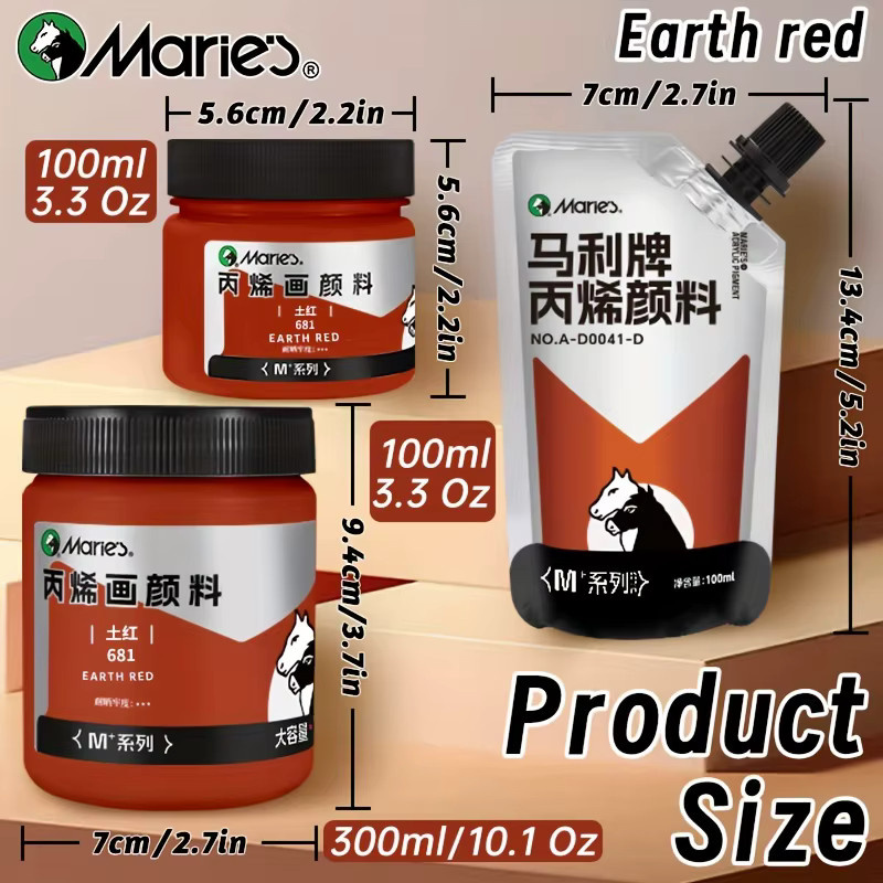 Marie's Earth rote Acrylfarbe für Künstler, 100 ml oder 300 ml - Bild 3