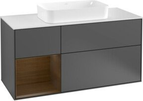 V&B Waschtischunterschrank Finion in Anthrazit mit Walnuss-Dekor, Breite: 120 cm, Tiefe: 50,1 cm, Höhe: 50,1 cm - Bild 1