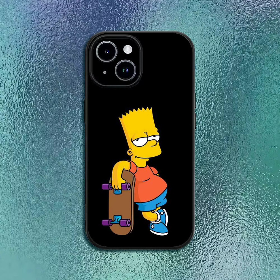 Simpsons Anime Handyhülle für iPhone 12 13 14 15 16 Pro Max Plus Softshell Schwarz - Bild 2