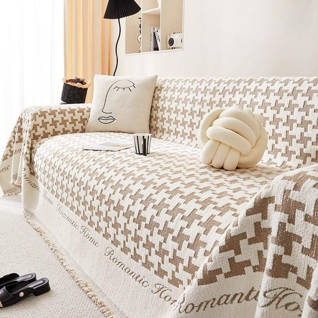 Rutschfester Sofaüberwurf aus Chenille von Super Six, moderner Einteiliger Vollbezugs-Sofaüberzug mit geometrischem Design, Breite: 180 cm, Tiefe: 130 cm - Bild 1