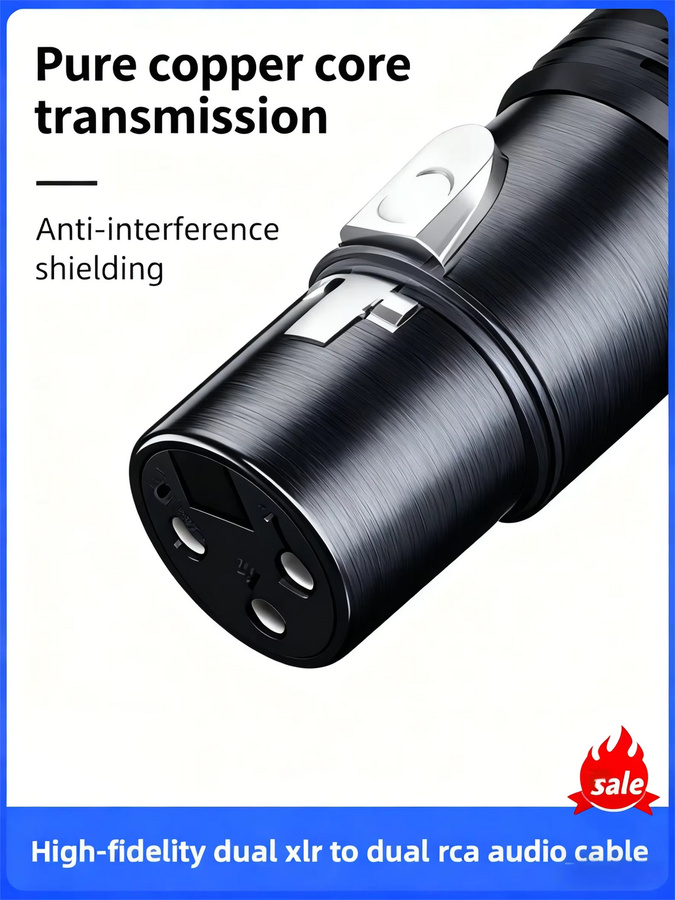 XLR-Mikrofonkabel mit 6,35 mm Klinke auf XLR-Buchse, Dual-Core Audiokabel für Verstärker und Instrumente, Schwarz - Bild 4
