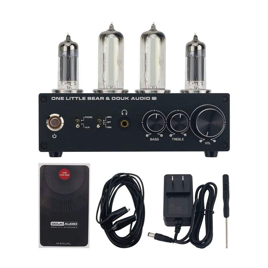 HiFiAMP T9 Vorverstärker in Schwarz mit 2x6E2 Röhren, MM/MC Plattenspieler-Mikrofonverstärker und 3,5 mm Ausgang - Bild 2
