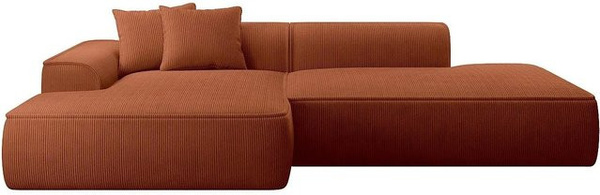 Erynel Ecksofa in Terracotta ohne Schlaffunktion mit Cord-Bezug, Breite: 305 cm