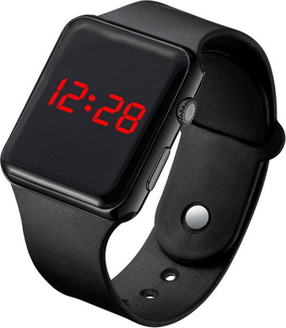 Armbanduhr Digital, Eckig, Silikon, Schwarz, Unisex - Bild 1