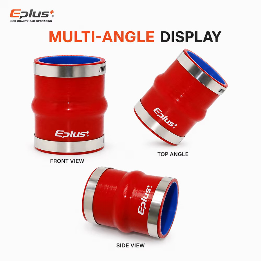 EPLUS Roter Silikon-Turbo-Schlauch als gerader Hump-Kupplungsadapter und verstärktes Ansaugrohr für Ladeluftkühler-Systeme als universeller Silikagel-Adapter - Bild 3