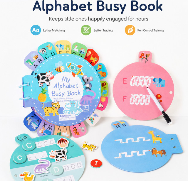 Montessori Alphabet Beschäftigungsbuch, Lernset, 3-in-1 - Bild 1