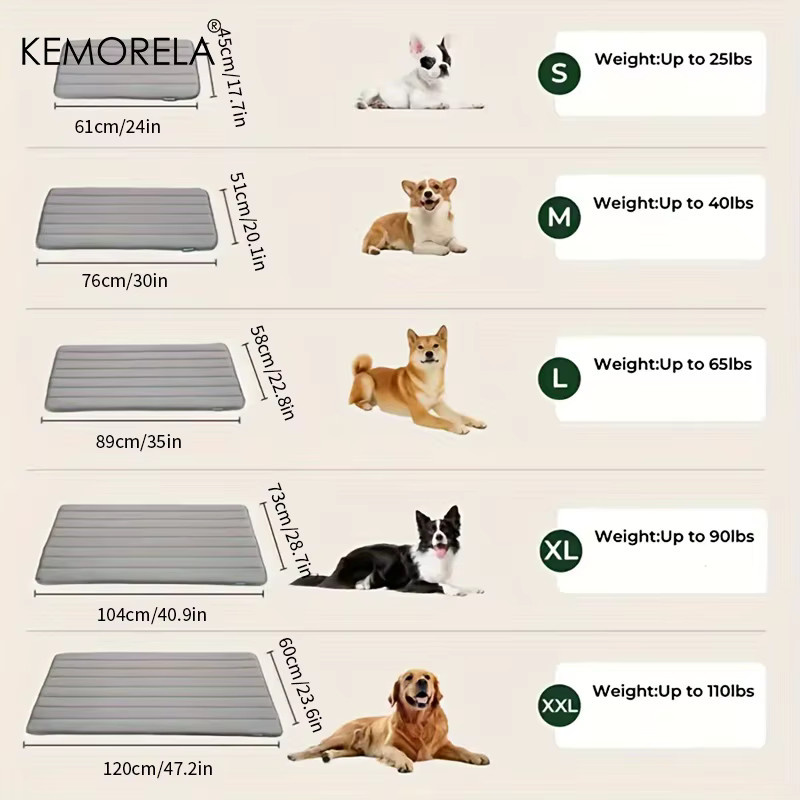 KEMORELA Hundebett aus Plüsch mit Streifenmuster in Grau, rutschfeste Hundematte für kleine und große Hunde - Bild 6