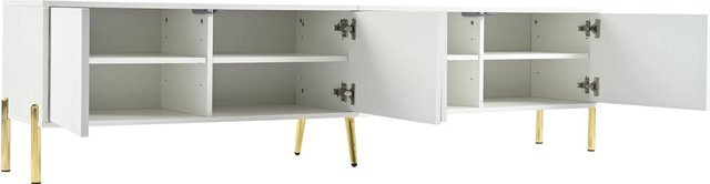 okwish TV Schrank Weiß mit Goldfüßen für dein Wohnzimmer B: 190 cm, H: 48 cm, T: 48 cm - Bild 1