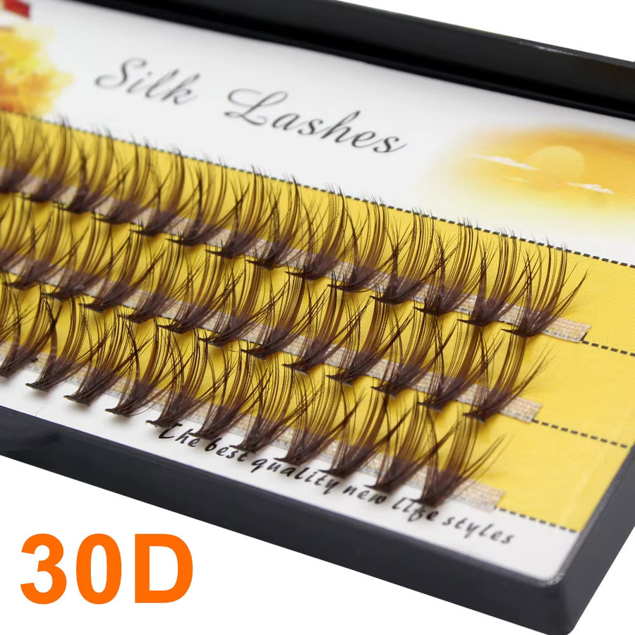 Braune Wimpernverlängerung, Russische Nerz-Wimpern, Streifen-Wimpern-Cluster - Bild 3