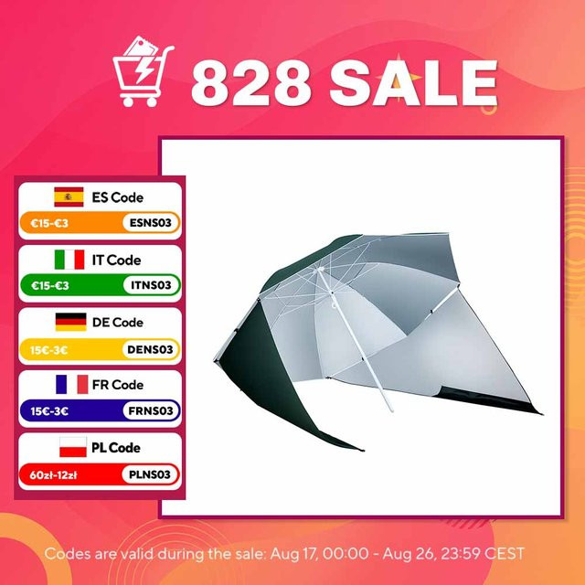 Outsunny 2-in-1 Strandparasol mit UV-Schutz, Durchmesser: 210 cm, Höhe: 222 cm - Bild 1
