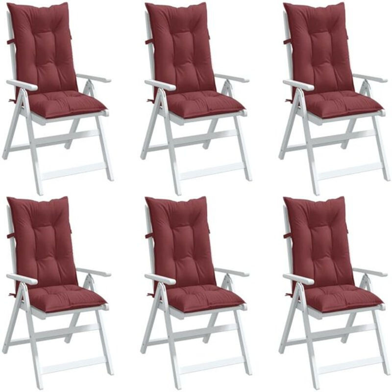 Vidaxl Hochlehner Auflagen 6er Set Melange Weinrot aus Stoff B/T/H: 120 x 50 x 7 cm - Bild 1
