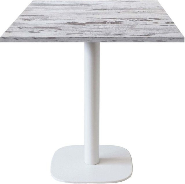 RestooTab Tisch Round quadratisch mit Eiche-Dekor und weißem Gestell, B/T/H: 70 x 70 x 75 cm - Bild 1