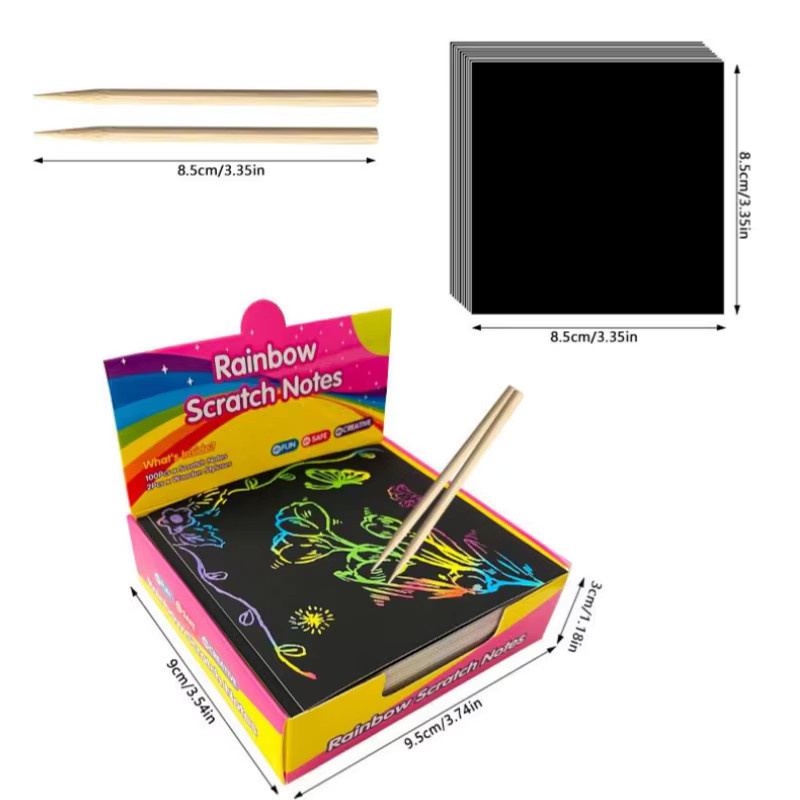 100 Stück Regenbogen Scratch-Off Mini-Kunst-Haftnotizen in Multicolour aus Papier - Bild 2