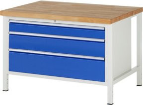 Rau Werkbank 8359A2 in Blau mit 2 Schubladen, B/T/H: 125,0 x 90,0 x 84,0 cm - Bild 1