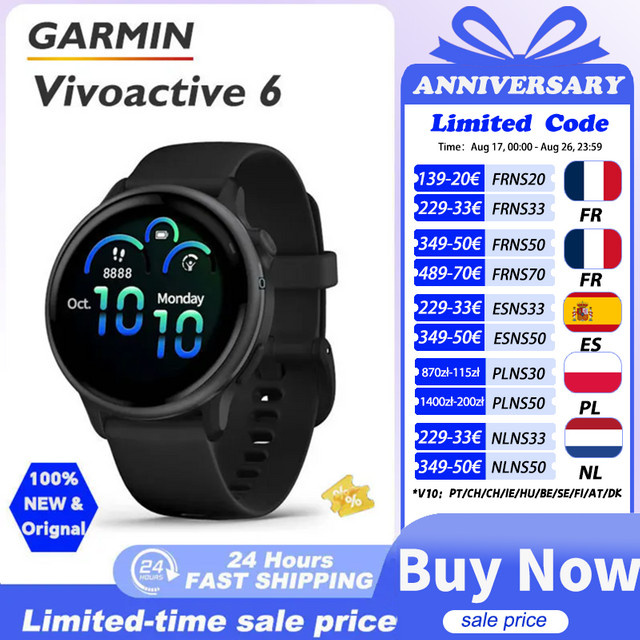Garmin Vivoactive 6 GPS Smartwatch mit AMOLED Touchscreen in Schwarz, Durchmesser: 42 mm - Bild 1