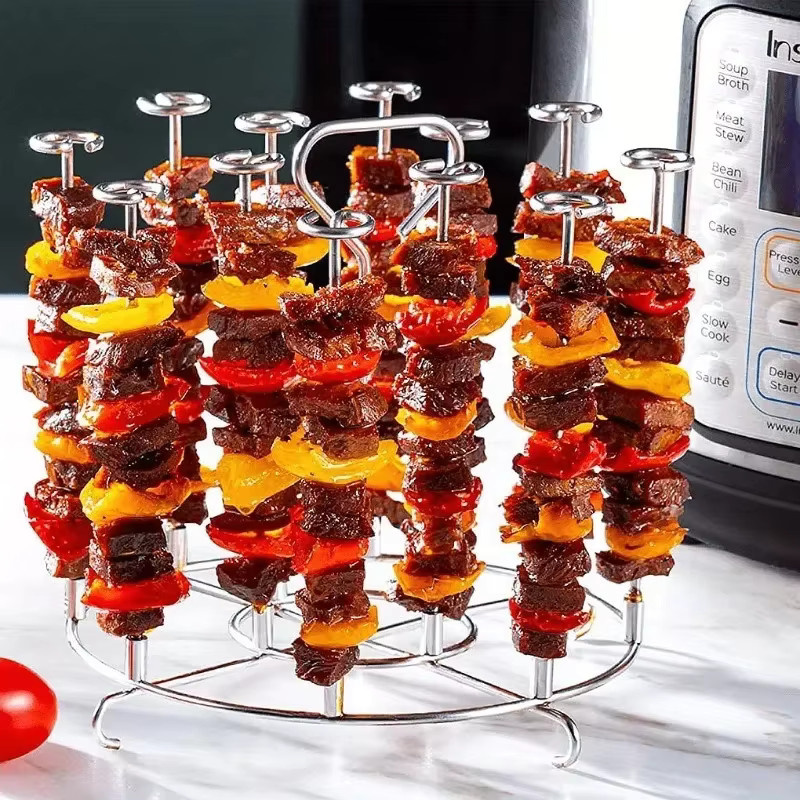 Edelstahl Spießständer für 6Qt und 8Qt Luftfritteusen, vertikaler Multi-Pin-Grillhalter für Küchenkabobs, Farbe: Silber, B/T/H: 20,0 x 13,0 cm - Bild 3