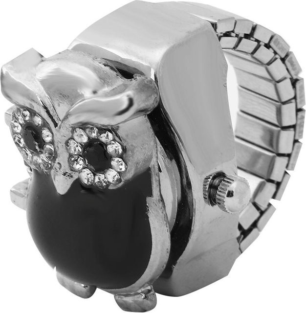 Neoglint Fingerringuhr, Eulenmuster, Quarz, Messing, Schwarz, Unisex - Bild 1