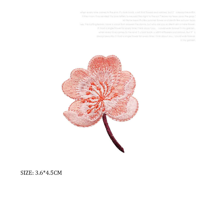 Begonia Blumen Bügel-Aufnäher im Retro-Stil, Pink, 4 Stück - Bild 2