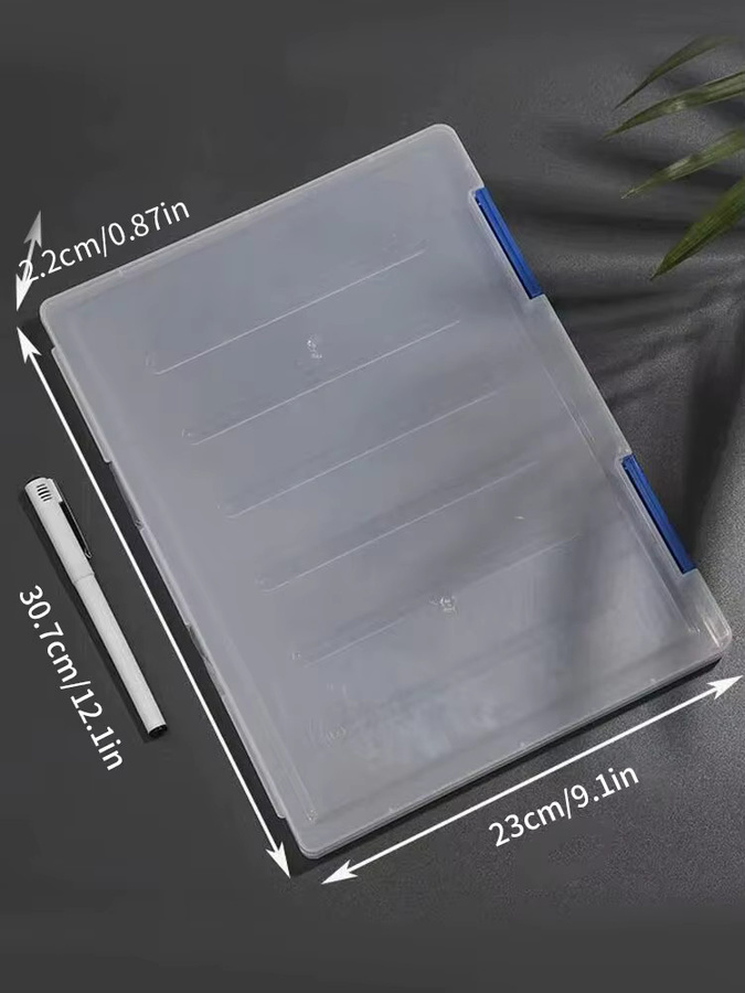 Transparente A4 Datei Box aus Kunststoff mit zwei Schichten in Lila für Schüler und Büro - Bild 3