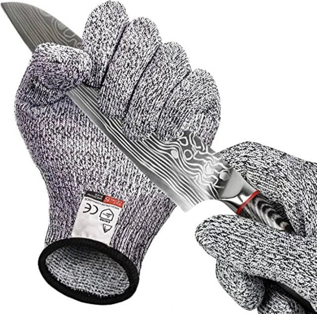Schnittfeste Arbeitssicherheitshandschuhe Stufe 5 in Grau für Industrie, Küche und Gartenarbeit - Bild 1