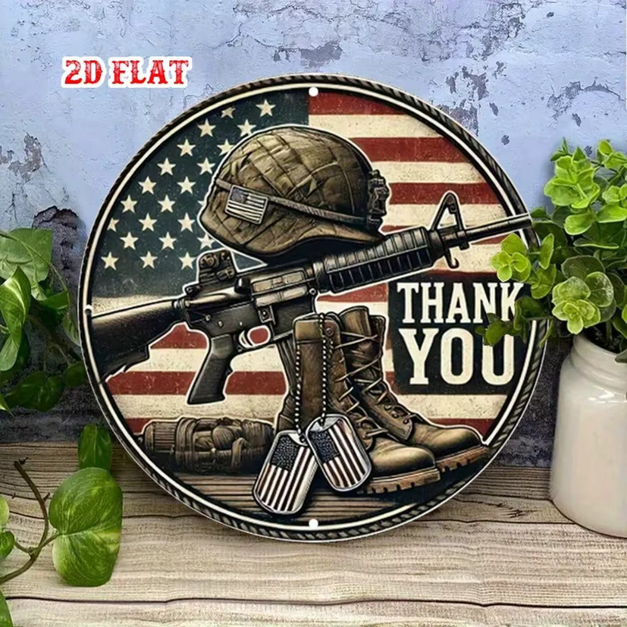 CIFBUY Wanddekoration US-Militär-Veteranen Ehrenmetall Runde Plakette Multicolour Durchmesser: 20 cm - Bild 3