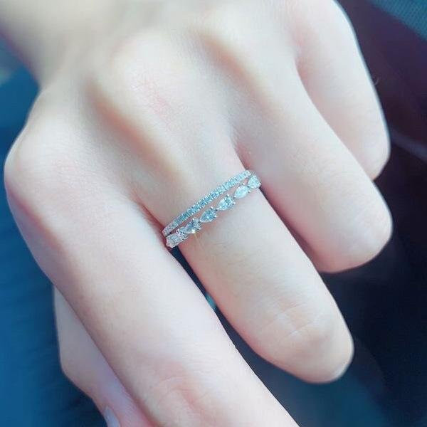 YIRAN Jewelry 5 Ring, Zirkon, Blumenring, Damen, grau - Bild 1