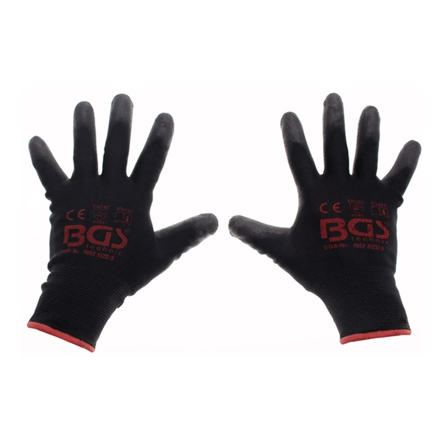 BGS Mechaniker-Handschuhe Größe 9 (L) in Schwarz mit PU-Beschichtung nach EN 388 - Bild 3