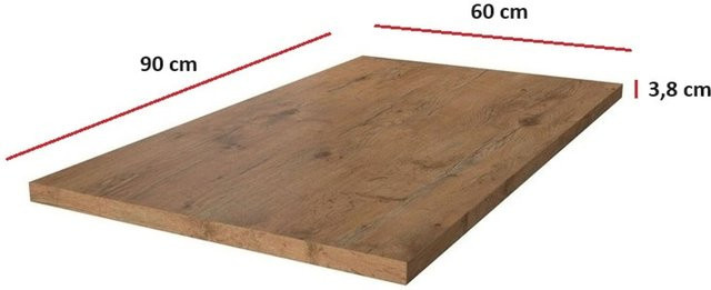 Küchenarbeitsplatte Vigour in Eiche Optik, braun, B/T/H: 90 x 60 x 3,8 cm - Bild 1