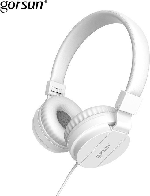 Gorsun Kinder-Kopfhörer Stereo-Headset mit Kabel in Weiß, verstellbarer Kopfbügel für Smartphones, Computer und Tablets, B/T/H: 18 x 15 x 6,5 cm - Bild 1