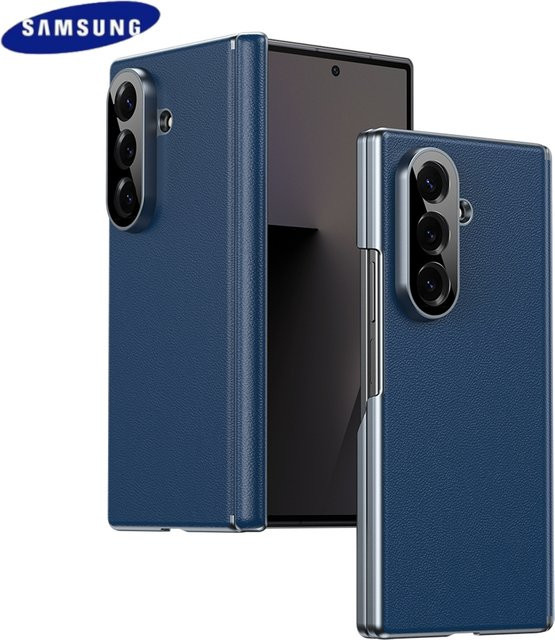 Stoßfeste Premium-Leder-Handyhülle für Samsung Galaxy Z Fold 7, 6, 5 und 4 in Schwarz oder Blau - Bild 1