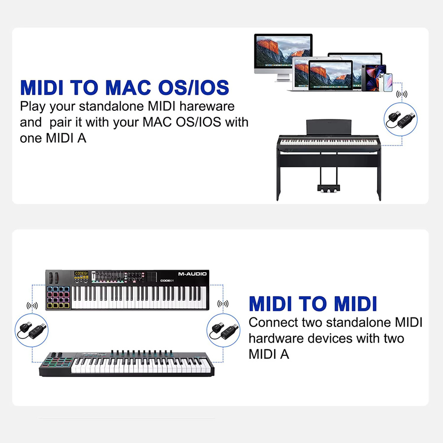 Lekato MS1 Wireless MIDI Adapter für iOS und Mac in Schwarz mit Plug & Play für Keytar, Digitalpiano und EWI - Bild 4