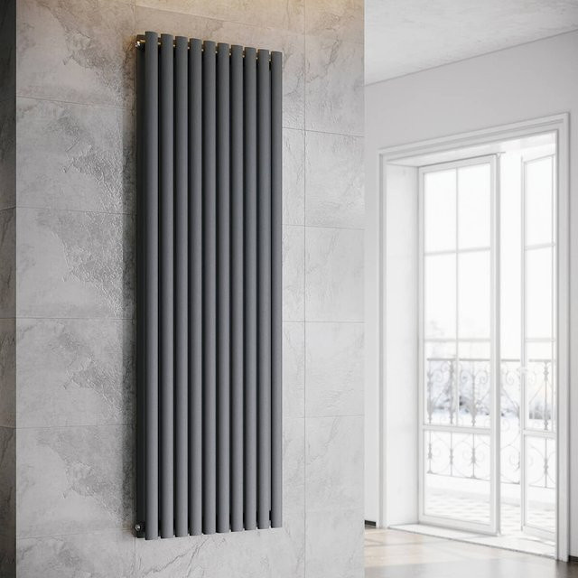SONNI Röhrenheizkörper Wandheizkörper mit Mittelanschluss in Anthrazit, Höhe: 180 cm, Breite: 59 cm - Bild 1
