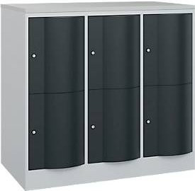 C+P Schließfachschrank Resisto mit 3 Abteilen und 6 Fächern, Farbe: Lichtgrau/Anthrazitgrau, B/T/H: 114,8 x 64,0 x 107,7 cm - Bild 1