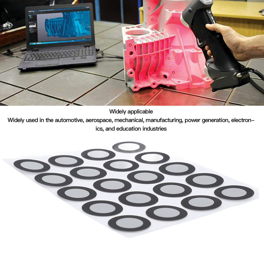 200 Stück 3D-Scanmarker in Schwarz, diffuse Reflexionsmarkierungspunkte für professionelles 3D-Tracking, ID: 12 mm, OD: 19 mm - Bild 3