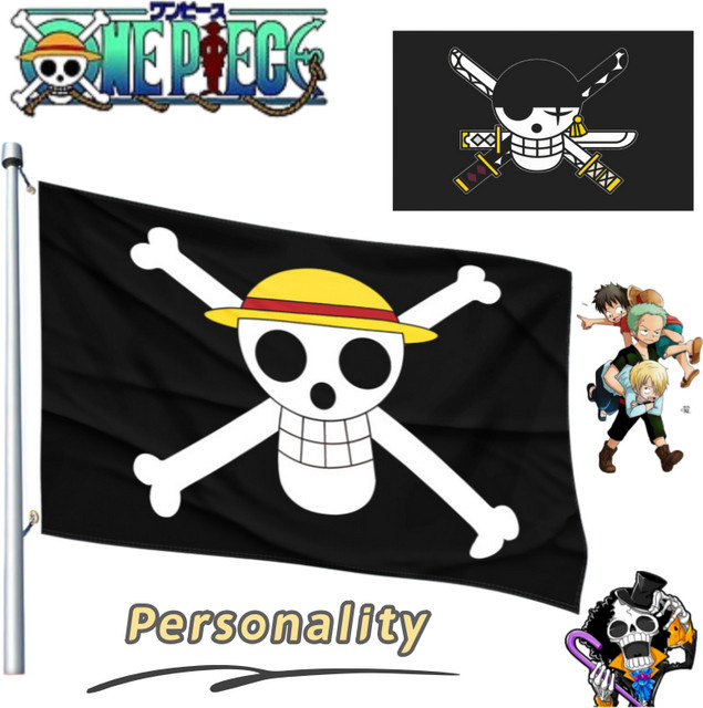 ONE PIECE Brook Piratenflagge als dekorative Cartoon-Flagge für Partys und Feierlichkeiten - Bild 1
