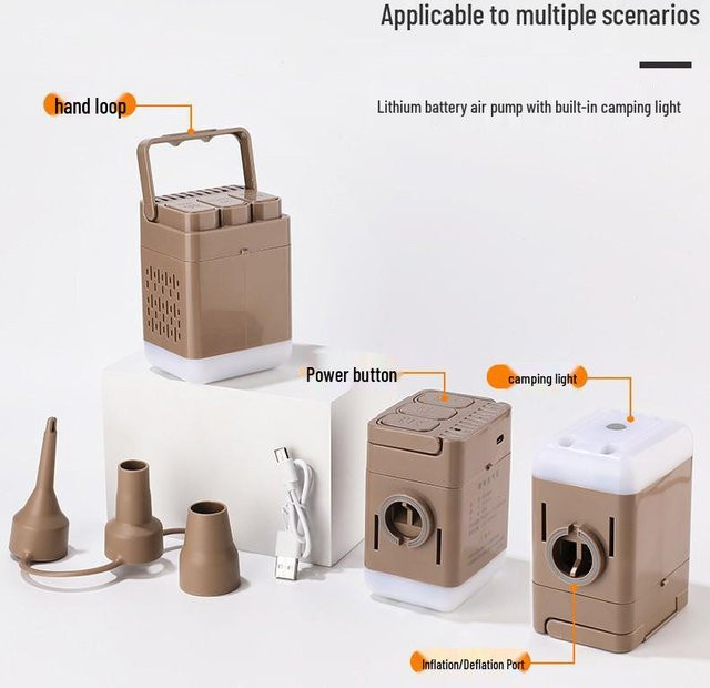 the BAY USB Elektrische Luftpumpe für Camping, Pools und aufblasbare Matratzen in Beige - Bild 1