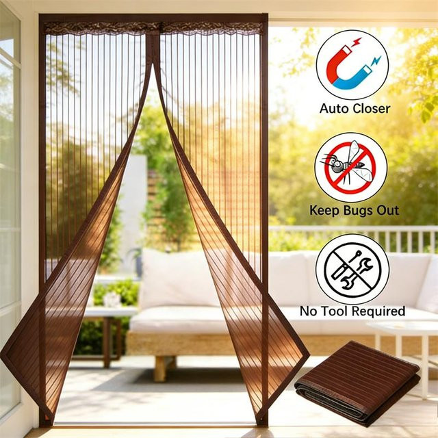 Magnetisches Fliegengitter für Türen und Fenster von Sufdarj Home Textiles in Kaffeebraun, Breite: 90 cm, Höhe: 240 cm - Bild 1