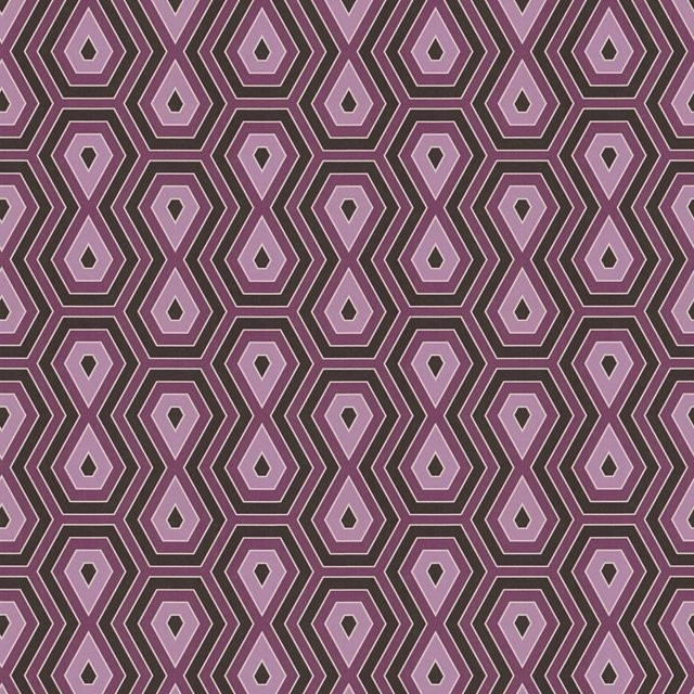 Profhome Grafik Tapete Retro Matt in Lila und Schwarz, Vlies-Tapete mit abstraktem Design, Breite: 0,53 m, Länge: 10,05 m - Bild 1