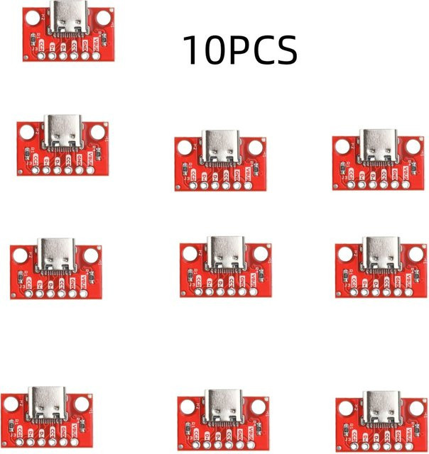 diymore USB-C Test Board USB 3.1 16P zu 2,54 mm Power Adapter Modul in Rot - Bild 1