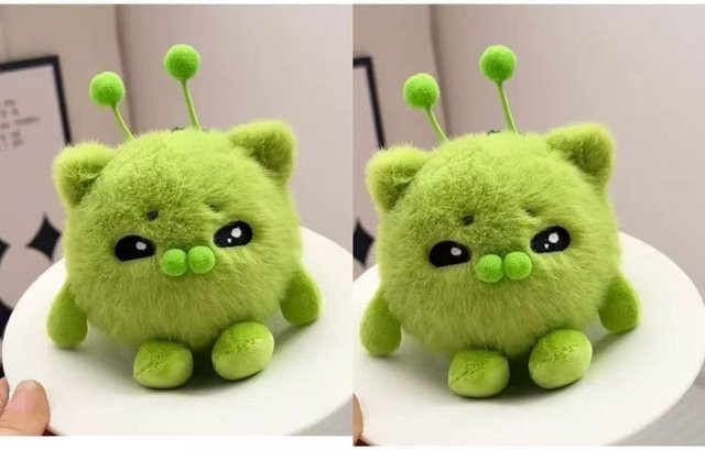 Yiran toy Hakimi Ei Alien Katze Plüschpuppe, Grün, Anhänger - Bild 1