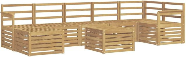 vidaXL Outdoor-Sofagarnitur 8-teilig in Weiß aus Akazienholz mit L-Form und Latten-Design, B/T/H: 59 x 59 x 37 cm - Bild 1