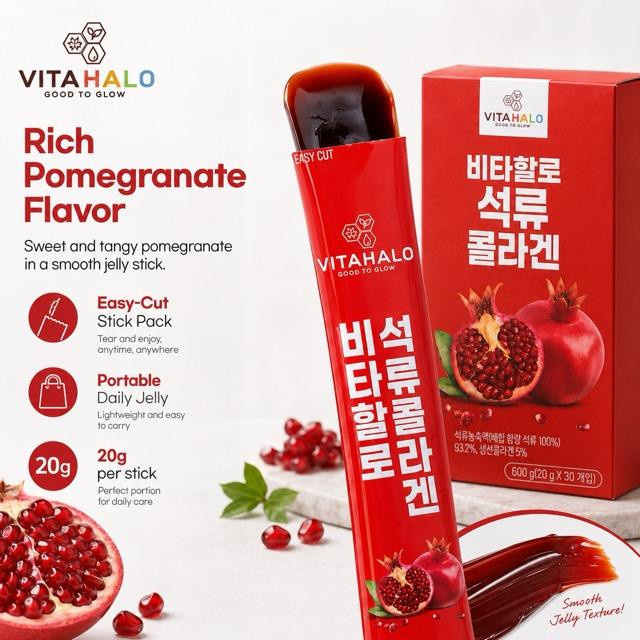 VITAHALO Granatapfel Kollagen Gelee Stick, 20g - Bild 4